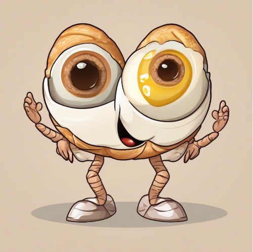 LLM generated croissant with melting egg eyes that terrifies the soul